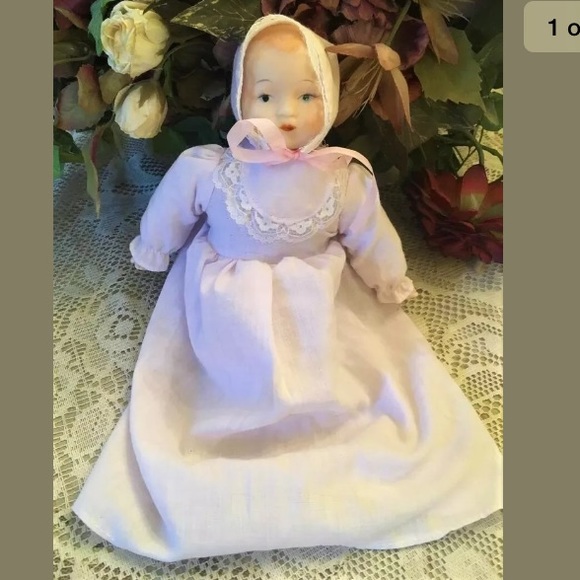 Other - Vtg Porcelain Bisque Doll Baby Handmade Clothes